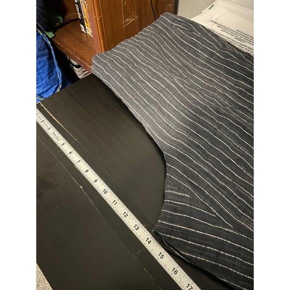 Eileen Fisher Pants Womens 2X Gray White Stripe Linen Blend Wide Leg Pull On - Picture 6 of 8